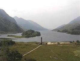 Glenfinnan Monument at the head of Loch Shiel, as seen from above the visitor centre